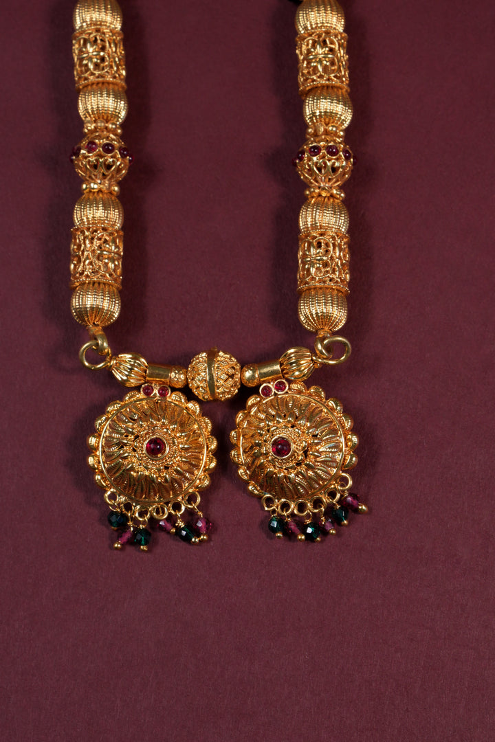 Peach Tassels Golden mangalsutra